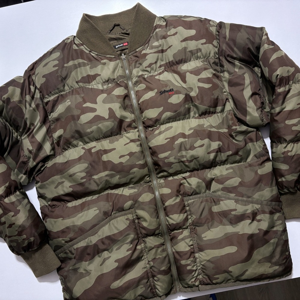 Schott NYC Bomber Jacket N3-B Full Zip Camo Green Reversible Puffer Mens Medium